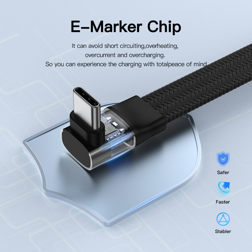 Dual Angle Flat Braided 240W 8K Ultra HD Thunderbolt USB C Cable