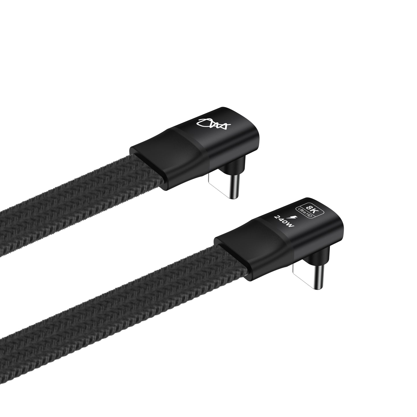 Dual Angle Flat Braided 240W 8K Ultra HD Thunderbolt USB C Cable